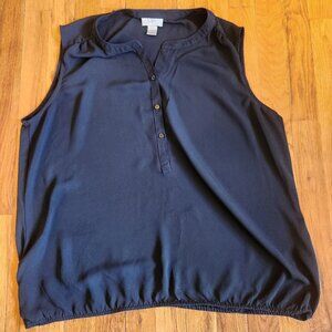 Black Sheer Ann Taylor Loft Capped Sleeve Blouse Size XL